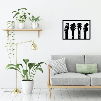 Image of Guitar - Black Decorative Metal Wall Accessory