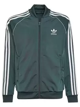 Image of Boys, adidas Originals Junior Superstar Adicolor Track Top - Dark Green, Dark Green, Size 7-8 Years