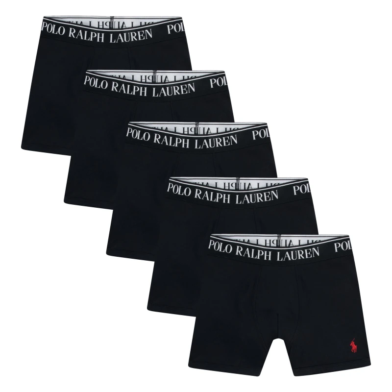 Image of POLO RALPH LAUREN 5 Pack Boxers - Black 9 - 10 Years
