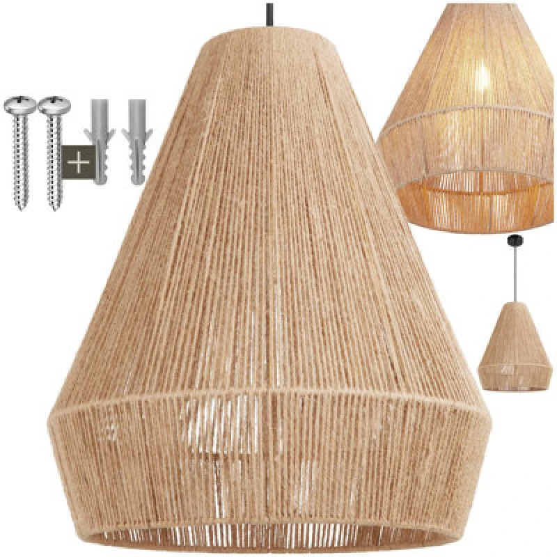 Image of Charnwood Pendant Light Suri In Jute Fibre And Boho Chic Design - Nature