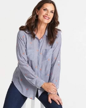 Image of Oasis Curve Embroidered Stripe Shirt