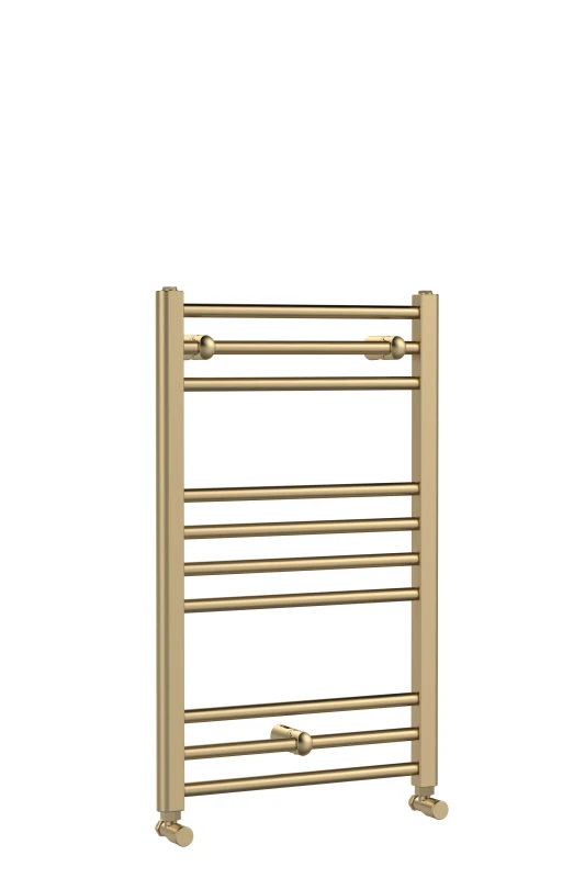 Image of Balterley Straight Towel Radiator with Round Rails 800mm x 500mm - Brushed Brass in Metallics Metallics Unisex