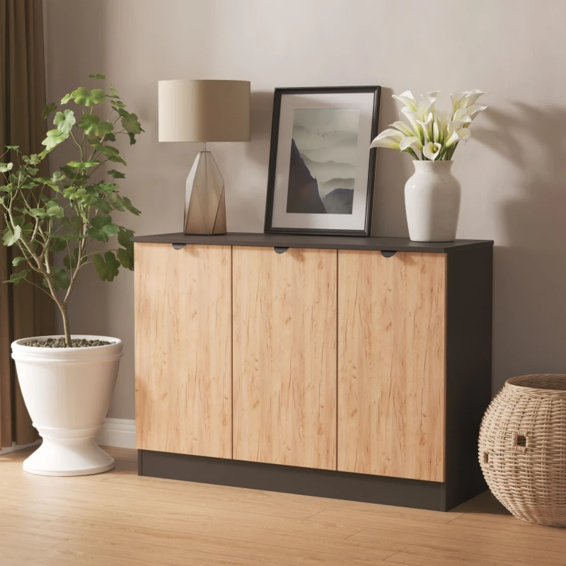 Image of Ready Assembled 2 U Norway 3 Door Sideboard (Ready Assembled) in Dark Grey Dark Grey Unisex