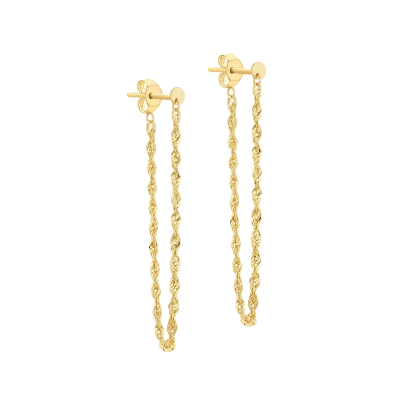 Image of Be You 9ct Gold Rope Chain Loop Earrings Yellow Gold female One Size