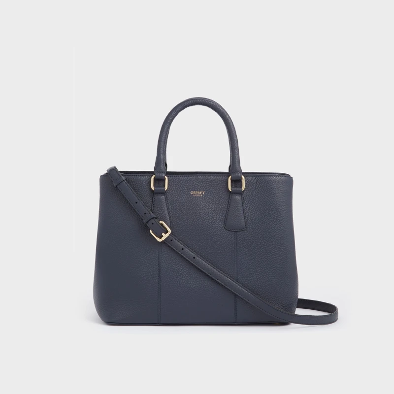 Image of OSPREY LONDON Womens The Adaline Leather Work Bag in Navy Navy Female One Size