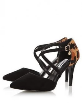 Image of Dune London Wide Fit Clancy Cross Strap Open Courts - Black