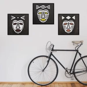 Image of Africano Time Black White Decorative Wooden Wall Accessory