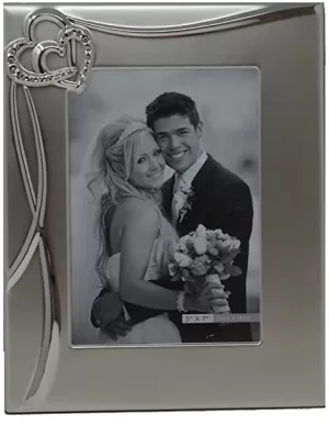 Image of Juliana Silverplated Wedding Frame w/ Heart Icons 5" x 7"