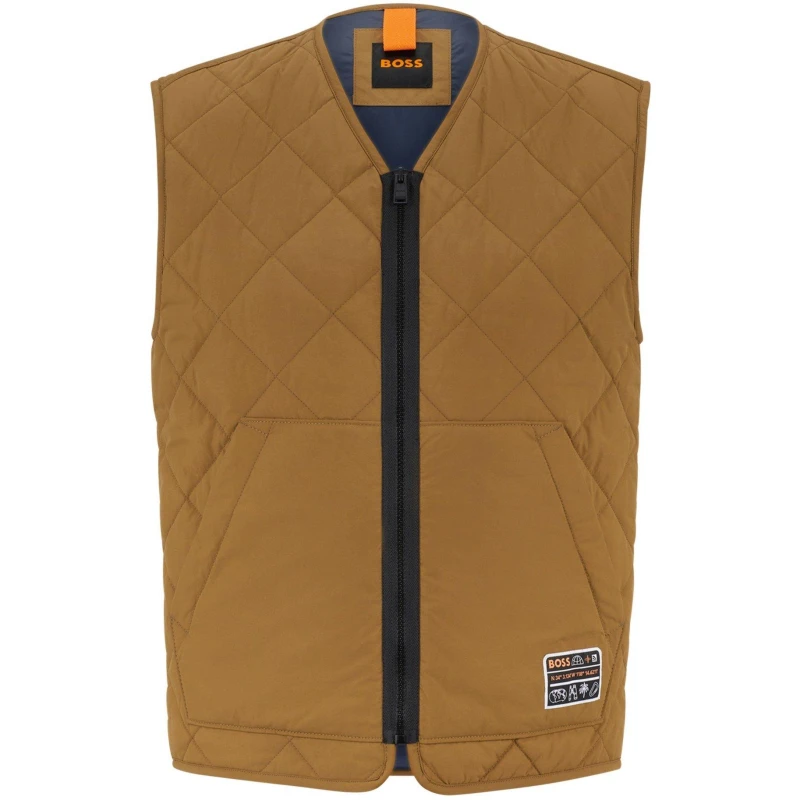 Image of Boss Mens Okella Sleeveless Gilet Open Beige male 42 (52)