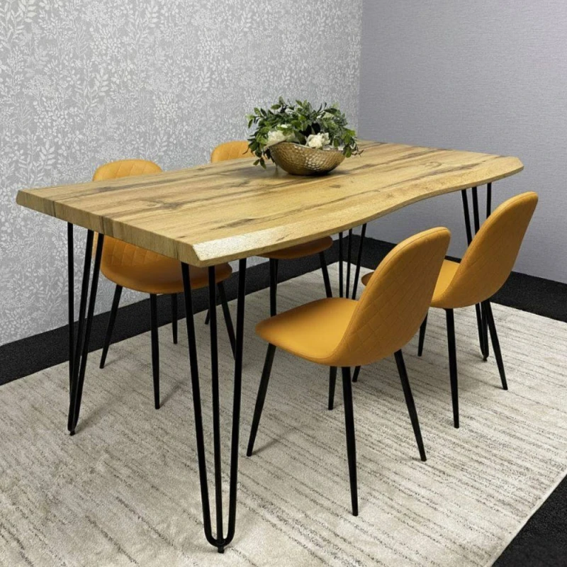 Image of KOSY KOALA Modern Dining Table Set With 4 Mustard Chairs Dining Room Furniture Multicolor Unisex
