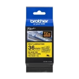 Image of Brother TZE-SL661 P-touch Black On Yellow Self-Laminating Labelling Tape 36mm x 8m (Original)