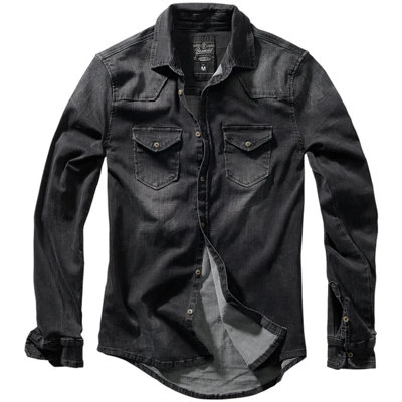 Image of Brandit Riley Denim Shirt Jeans Shirt Black XXL Men