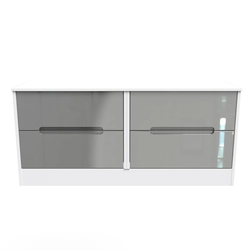 Image of Turin 4 Drawer Bed Box In Grey Gloss & White (Ready Assembled)