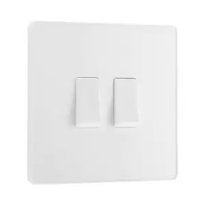 Image of BG Evolve Pearl White Double Light Switch 20A 16Ax 2 Way - PCDCL42W