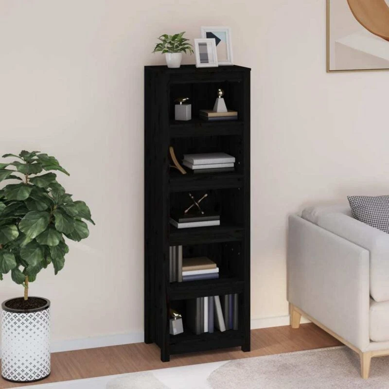 Image of Vidaxl Book Cabinet Black 50X35X154cm Solid Wood Pine, Black 821718