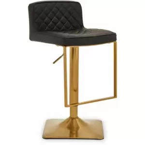 Image of Premier Housewares - Baina Black And Gold Bar Stool With Square Base