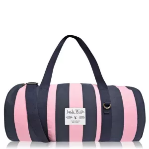 Image of Jack Wills Leyland Gym Bag - Pink Navy Strip