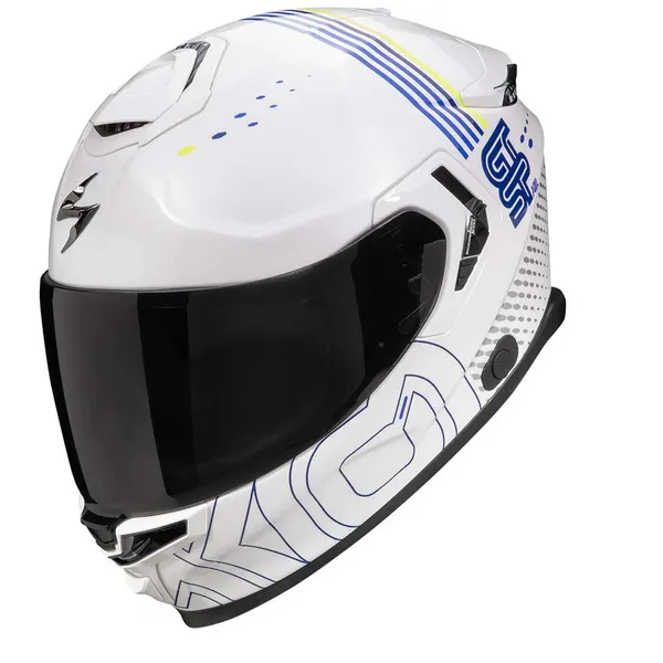 Image of Scorpion EXO-GT SP AIR Techlane White Blue Neon Yellow Full Face Helmet Size M