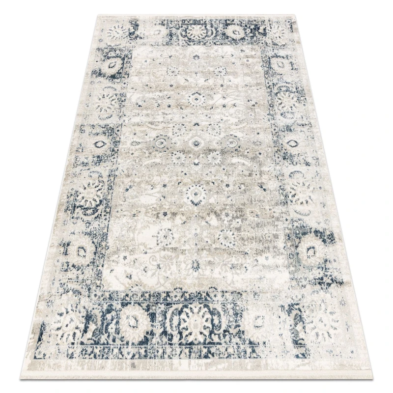 Image of RugsX Distin 0843A White / Navy Blue / Blue Modern Carpet - Ornament, Frame, 160X230 Cm