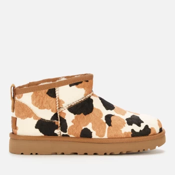 Image of UGG Womens Classic Ultra Mini Cow Print Boots - Chestnut - UK 3