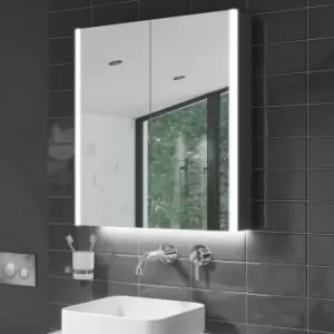 Image of Chrome Mirrored Wall Bathroom Cabinet with Lights and Shaver Socket 600 x 700mm - Mizar