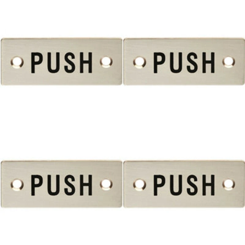 Image of Loops 4x Rectangular Door Push Sign 75 x 30mm Satin Stainless Steel Door Plate Metallics