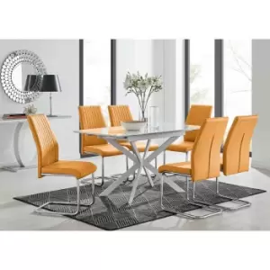 Image of Furniture Box LIRA 120 Extending Dining Table and 6 Mustard Lorenzo Chairs
