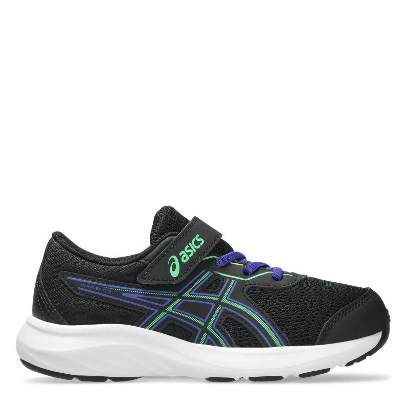 Image of Asics ASICS Contend 9 PS Kids Road Running Shoes Black/Vital Grn unisex 2 (34)