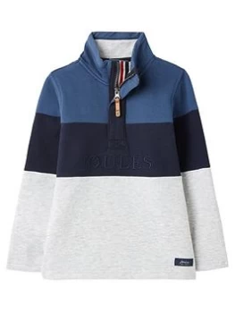 Image of Joules Boys Dale Half Zip Sweat Top - Blue/Grey, Blue/Grey, Size 5 Years
