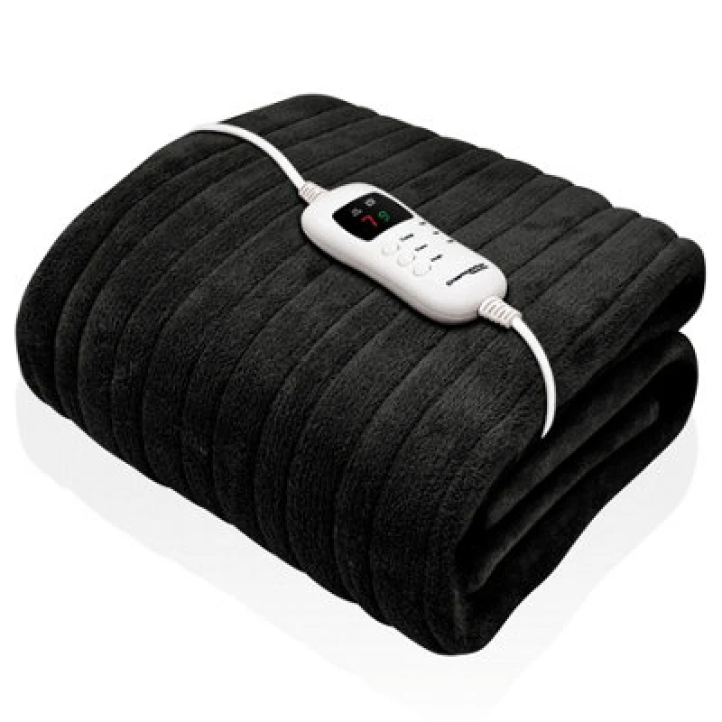 Image of Dreamcatcher Deluxe Black Electric Throw Heated Double Over Blanket Soft Fleece 9 Heat & 12 Timer Settings