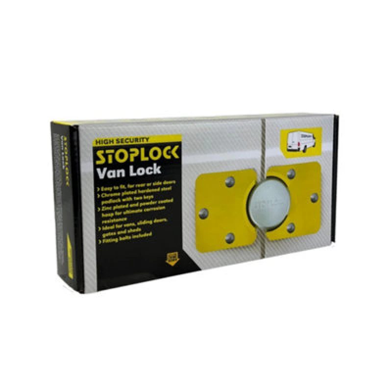 Image of Stoplock Van Lock High Security Vans Sliding Doors Gates Sheds Yellow