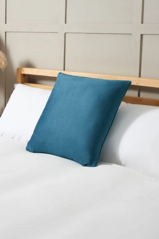 Image of BHS Small Velour Piped Cushion in Teal Teal Unisex