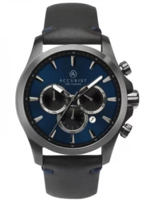 Image of Accurist Mens Chronograph Black Leather Strap Watch 7180