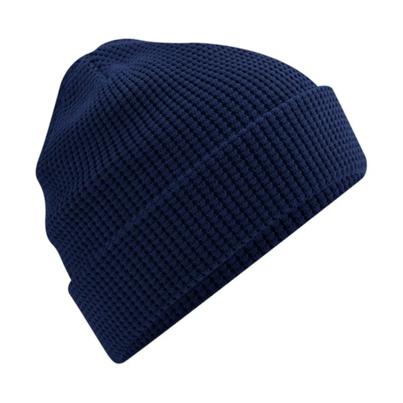 Image of Beechfield Beechfield Men Waffle Cotton Beanie in Navy Navy One Size Male 5059958779594