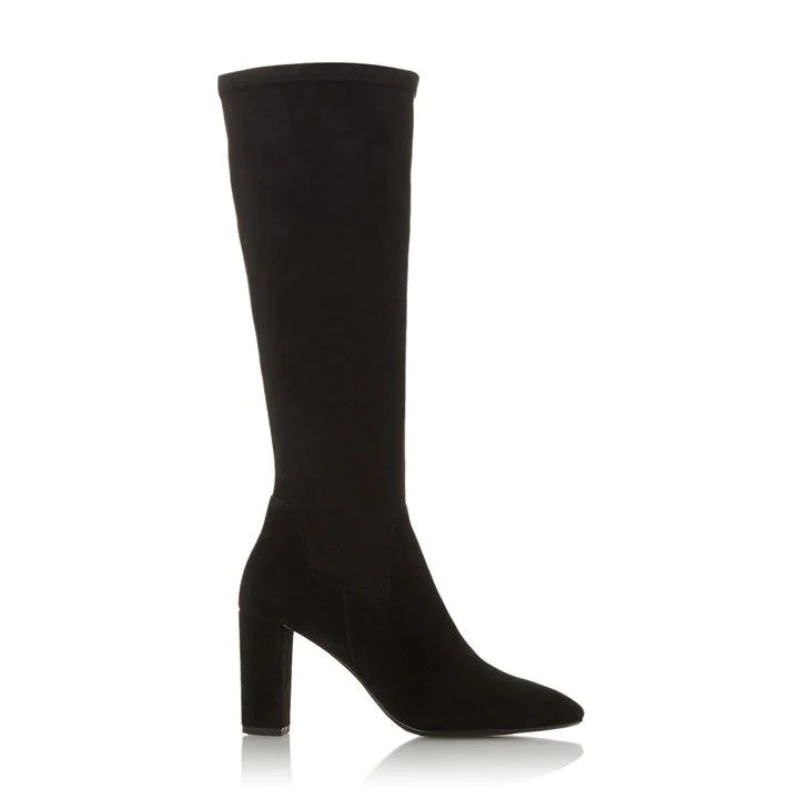 Image of Dune Black 'Siren' Mid Block Heel Calf Boots - 3
