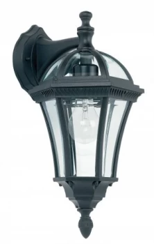 Image of 1 Light Outdoor Wall Lantern Clear Glass, Black Paint IP44, E27