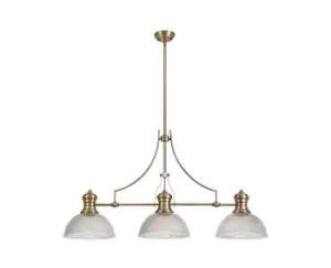Image of 3 Light Telescopic Ceiling Pendant E27 With 30cm Dome Glass Shade, Antique Brass, Clear