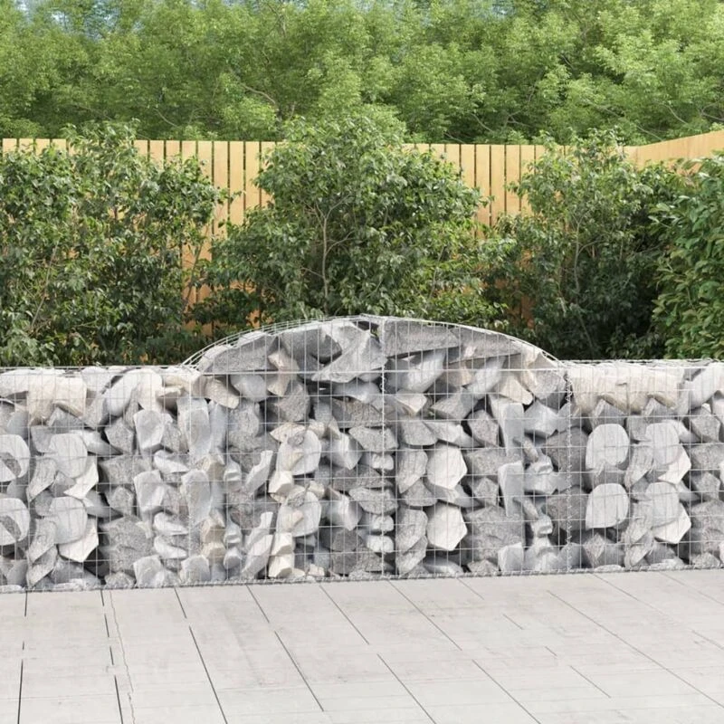 Image of vidaXL Arched Gabion Baskets 5 pcs 300x50x80/100cm Galvanised Iron, Silver 3146686