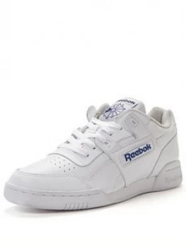 Image of Reebok Workout Plus Trainers, White/Blue, Size 4, Men