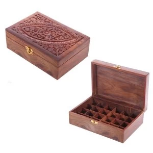 Image of Sheesham Wood Carved Compartment Box Large