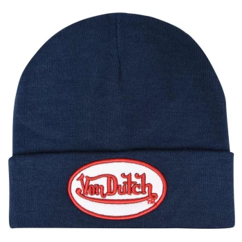 Image of Von Dutch Logo Beanie Mens - Navy/Red
