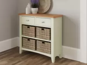 Image of Kenmore Patterdale White and Oak 2 Drawer Compact Sideboard Assembled