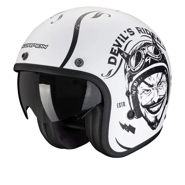 Image of Scorpion Belfast Evo Romeo Matt White Black Jet Helmet Size S