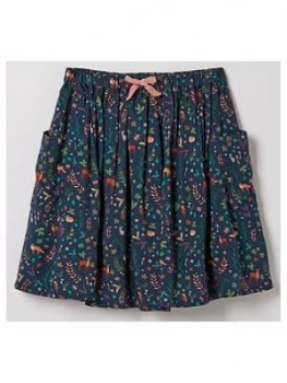 Image of FatFace Girls Woodland Floral Woven Skirt - Navy, Size Age: 7-8 Years, Women