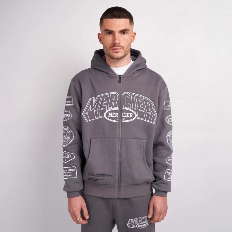 Image of Mercier Compton Zip Up Hoodie - Grey Grey XS