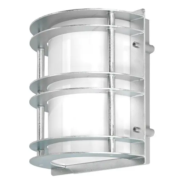 Image of Netlighting Stockholm 1 Light Outdoor Flush Wall Light Galvanised IP55 E27 Grey