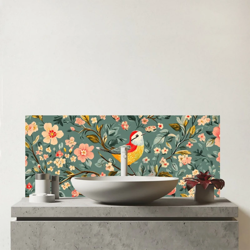 Image of Warren Reed - Designer Chilling In The Branches Glass Bathroom Splashback Multicolor Unisex