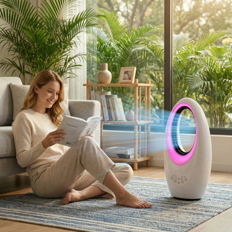 Image of HOMCOM Bladeless Tower Fan for Bedroom, 36dB Standing Cooling Fan, White White Unisex