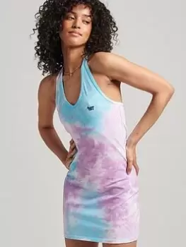 Image of Superdry Vintage Halter Tie Dye Mini Dress - Multi, Size 14, Women