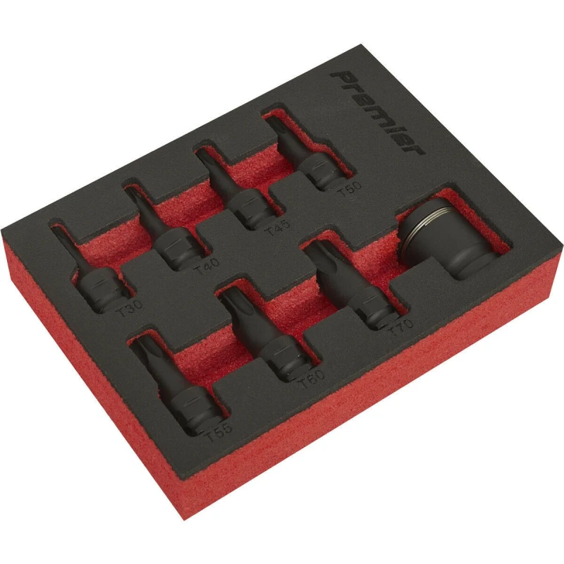 Image of Loops 8 Piece Impact TRX-Star Socket Bit Set - 3/8" Sq Drive - Corrosion Resistant Multi